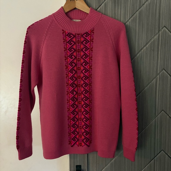 Macy’s Vintage Pink Geometric Pattern Wool Sweater from Turkey Sz. 38, US Medium - Picture 2 of 16